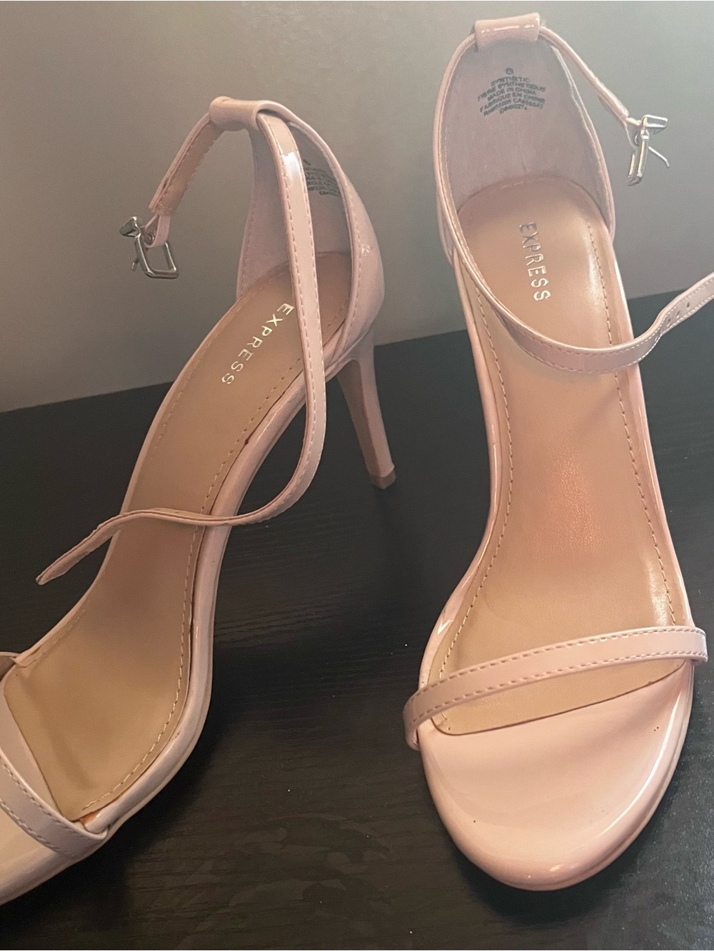 Express Blush Pink Patent Ankle-Strap Stiletto Heels